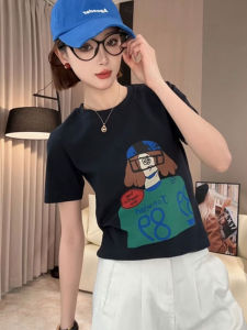 Áo Thun Nữ Tay Ngắn in Họa Tiết Thời Trang Mỏng Mùa Hè 2025 Phong Cách Mới Cỡ Nhỏ Thường Ngày Đa Năng Vai Áo Thường