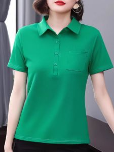 HUAXUNRAN | Slimming Loose Collar T-shirt for Middle-aged Women
