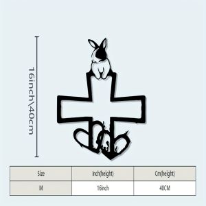 CIFbuy | CIFBUY Iron Art Wall Sculpture Retro Rabbit Cross Pet Memorial Garden Outdoor Decor Creative Gift