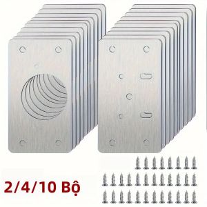 Bộ Dụng Cụ Sửa Chữa Bản Lề Tủ Bằng Thép Không Gỉ - 2/4/10 Miếng Dành Cho Tủ Bếp Gia Đình & Đồ Nội Thất Có Lỗ Tấm Gắn Đồ Gỗ