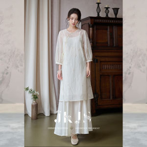JK＆JS | Traditional Chinese Style Silk Hemp Embroidered Cheongsam Dress