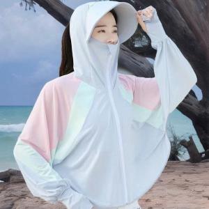 Womens Outdoor Ice Silk UV Protection Clothing Long Sleeve Hooded Light Weight Windproof Quick Dry Summer Bike Riding Coat