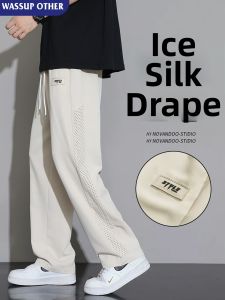 WASSUP ISSUE | Drape Silk Thin Loose Straight Casual Wide Leg Pants