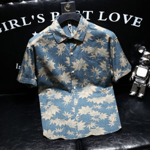 Retro Japanese Style Floral Shirt Mens Summer New Thin Fashionable Turn-down Collar Full Print Short Sleeve Slim Fit Casual Shirt