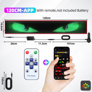 APP Remote Control LED Truck Car Devil Eye Light Scrolling Pixel Panel For Board Windshield Free Custom Text 12V 24V 60/70/80CM