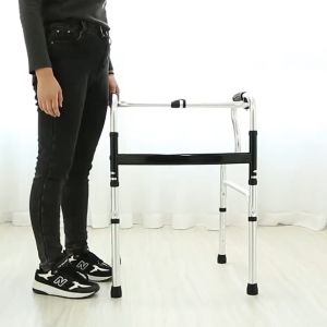 Black Adult Walker Multi-functional foldable stainless steel Walking Aid aids Crutches Canes Toilet Armrest 915