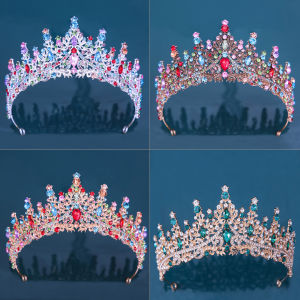 Baroque Bronze & Colorful Jelly Crystal Crown Headbands: Royal Queen Tiaras for Parties & Weddings