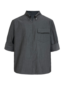 JCAESAR STUDIO | Half Zip Mid-Sleeve Chest Pocket Cuff Hemmed Semi-Fitted Shirt