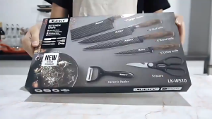 ☀️Life Core☀️ 6pcs Kitchen Knife Set Japanese Stainless Steel Cleaver Chef Knives Shears Gift Non-Stick with Peeler & Scissors