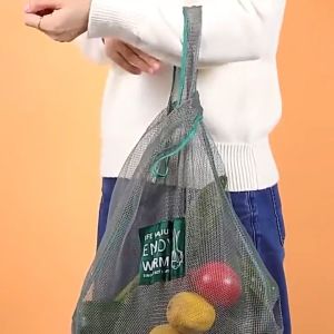 SG Reusable Strong Fruit and Vegetable Mesh Bags Hollow Breathable Mesh Bag Kitchen Mesh Storage Bags