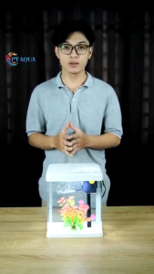 Bể cá mini đúc trong suốt có nắp trọn bộ đèn máng lọc máy lọc sủi oxy cho cá cảnh bể nhựa siêu trong chống vỡ để bàn