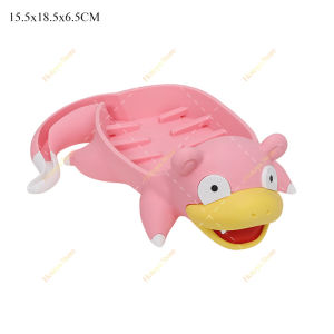 Takara Tomy | Pokemon Figure Slowpoke Soap Dish Drain Box Model Toy 3D Printed Cute Soap Holder Pink Cartoon Slowpoke Soap Dish Bathroom Decor