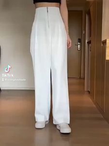 QUẦN CULOTTES ỐNG RỘNG] CẠP CAO KHOÁ TRƯỚC-mã quần dài khoá thép