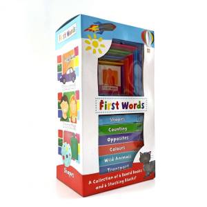 First Words a Collection of 6 Board Books 6 Stacking Blocks