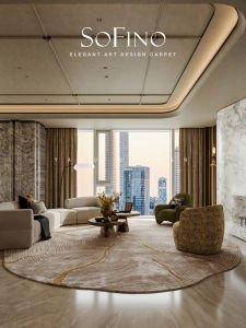 SoFINO | Elegant Irregular Shape Wooden Texture Round Carpet