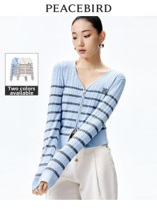 PEACEBIRD | Spring New Arrival V-neck Striped Cardigan