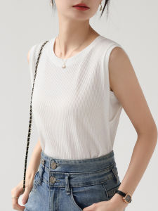 เสื้อกั๊กแขนกุดหลวมๆ สำหรับผู้หญิง ชุดทำงาน ชั้นใน แขนกุด สีขาว ปกปิดหน้าอก ใส่ได้ทั้งในและนอก ฤดูร้อน 2024