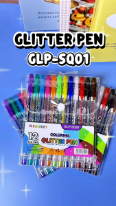 Harga (1sets/12pcs ) Pulpen Gel Coloring Glitter 12 Warna 1.0mm SQUEEZY GLP-SQ01