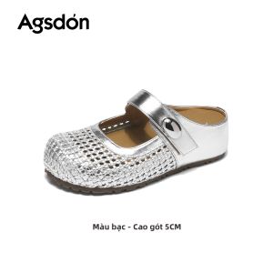 Agsdon | Dép Lười Nữ Đế Dày Màu Bạc Mới cho Năm 2026