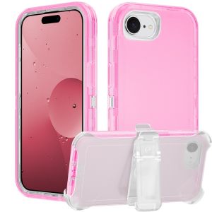 Transparent 3-Layer Armor Hybrid Case For iPhone 17 16 ProMax Plus 17e 16e Air Ott Defender Shockproof Cover with Belt Clip