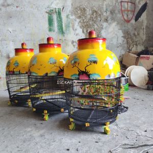 SANGKAR BURUNG PERKUTUT MOTIF ALAM TERBAIK - KANDANG TERBARU WARNA KUNING MURAH BERKUALITAS