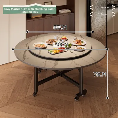 ZHUSHANXIA | Folding Round Dining Table 12 Person Rotatable