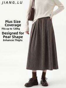 JIANGLU | Flared A-Line Skirt for Women Spring/Fall High Waist Drapey Effect Plus Size
