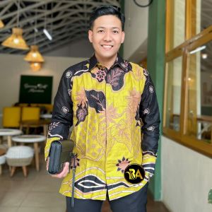 Baju Batik Couple Atasan Kemeja & Tunik Batik Warna Kuning Lemon Baju Batik Dewasa Modern