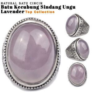 Cincin Titanium Natural Batu Kecubung Sindang Ungu Lavender