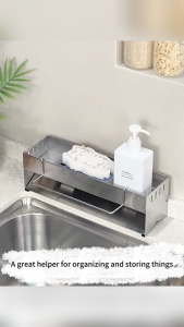 Stainless Steel Sink Drain Rack Kitchen Storage Rack Durable Rust-Resistant Design Sink Organizers And Storage Cloth Storage Sponge Detergent Sink Drain Rack