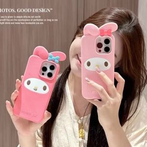 Sanrio | Ốp Điện Thoại Silicon Hình Thỏ 3D Melody Cho iPhone Bảo Vệ Toàn Diện Chống Trầy Xước Chống Bụi Mềm Mại Tương Thích Với Nhiều Mẫu Máy