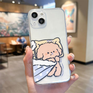 Transparent Doggie Phone Case for  7/6 plus Couple Cute Cartoon Silicone Protective Cover for 15 pro Max 13 pro 14 plus