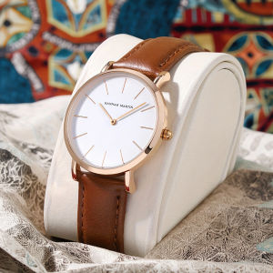 HANNAH MARTIN Top Brand Women Waterproof Wrist Watches 36mm Fashion Luxury Ultra Thin Leather Creative Rose Gold Ladies Watches