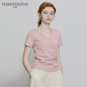 Slimming V-Neck Ruched Stylish T-Shirt