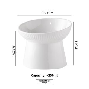 VOA | Anti-Tip Ceramic Cat Food Bowl with High Foot and Slanted Mouth