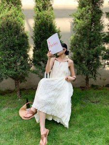 JWUNIQUE Womens Sleeveless Strap Dress Summer 2025 New Loose Slimming Long Skirt High Waist Polyester round Neck A-Line Dress