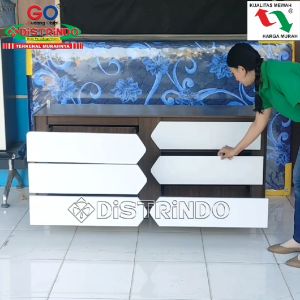 Distrindo - Bufet Meja Serbaguna 6 LACI 150 cm dengan Lemari Rak tersembunyi