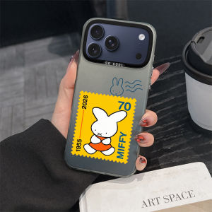 Miffy | Cartoon Cute M-Miffy Phone Case For iPhone 11 12 13 14 15 16 17 E Pro Max Plus Mini Electroplated Silver IMD Laser Black Cover