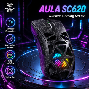 AULA | Aula SC620 Gaming Mouse Wireless Hollow-out PAW3311 Tri-mode Bluetooth Adjustable DPI Mouse for Desktop Laptop