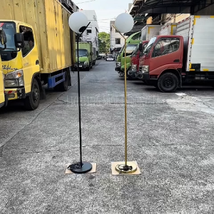 Lampu standing tinggi 175cm gold hitam kaca susu modern minimalis hias kamar hotel ruang tamu stand floor lamp