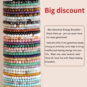 Cross-Border Hot 4mm Natural Stone Mini Energy Bracelet Women Glossy Beads Semi-Precious Stone Pulsera Jewelry Bracelet
