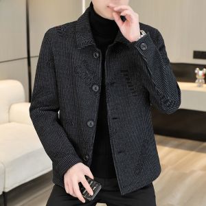 HENGYUANXIANG | Hengyuanxiang Mens Jacket Coat Loose Thickened Autumn Winter Fashionable Turn-down Collar Youthful Urban Style Long Sleeve