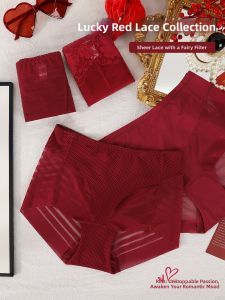TIANZHIYI | Lucky Year Red Lace Womens Briefs Shapely Large Size