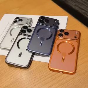 Luxury Matte Transparent Phone Case for Magsafe IPhone 17 Air 16 15 18 Pro Max Plus 17Air 17Pro Magnetic Bumper Back Cases Cover
