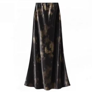Slim Elegant High-end Acetate Fish-tail Printed Half Skirt