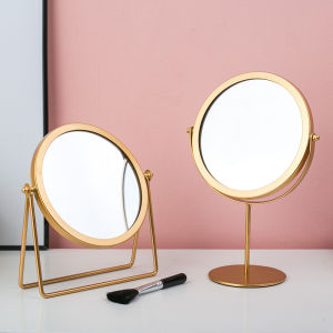 High Quality Metal Frame Multi-Angle Rotating Circular Desktop Minimalist Makeup Mirror