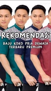 Baju Koko Pria Kurta Kemko Sublim Lengan Pendek Garis Kombinasi Batik Kain Songket Lembut Nyaman