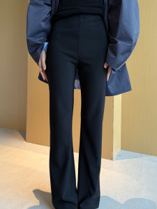 Modern High Waist Flared Pants Womens Black Slimming Casual Trousers Versatile Comfortable Polyester Fiber Korean Style