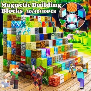 30/40/50PCS Magnetic Block Magnet World Magnetic Building Blocks DIY Variety Cube Building Block Toys for 3+ Year Old