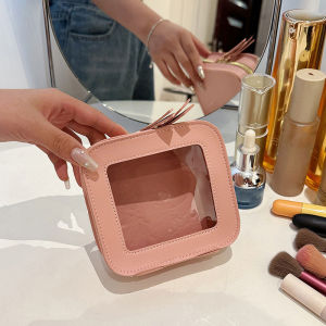Small Cosmetic Bag Mini Makeup Bag for Purse Square Zipper Waterproof Toiletry Bag Cute Clear Pouch Travel Organizer Case Clutch